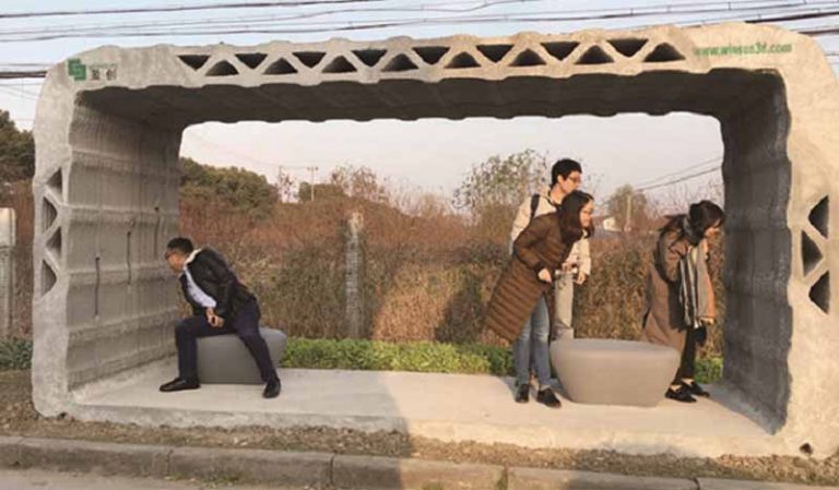 Pertama di Dunia! Cina Perkenalkan Halte Bus Cetak 3D dari Bahan Daur Ulang