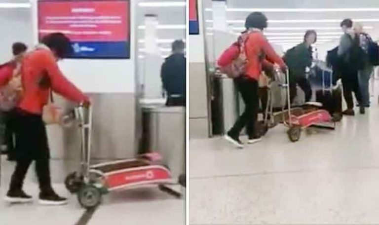 Dorong Troli dengan Cara Unik, Wanita di Bandara Sydney Menjadi Viral