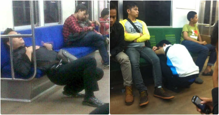 Bikin Geli, Inilah Kumpulan Gaya Tidur Penumpang di Kereta Komuter Lokal
