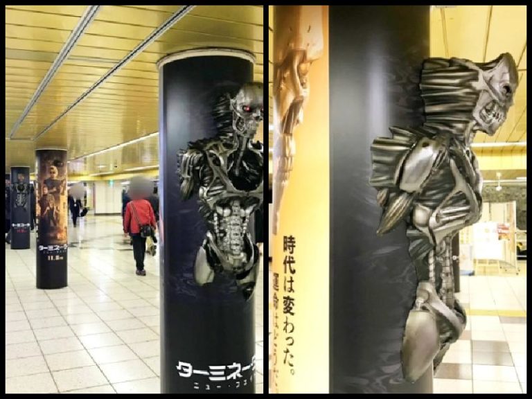 Iklankan “Terminator: Dark Fate,” Rev-9 Terpajang di Stasiun Shinjuku