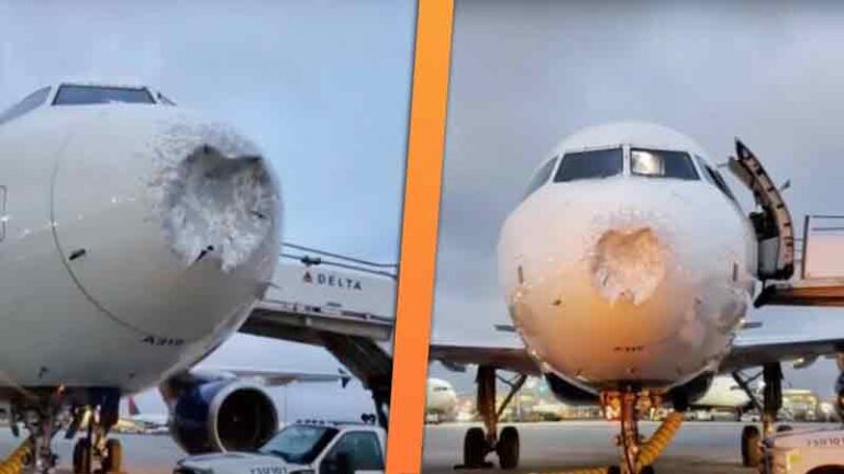 Diserang Hujan Es, Hidung Pesawat Airbus A319 Delta Airlines Berubah Jadi Pesek