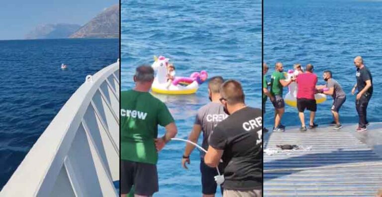 Dramatis! Kapal Ferry di Yunani Selamatkan Gadis Kecil dengan Pelampung Unicorn yang Terbawa Arus Hingga ke Tengah Laut
