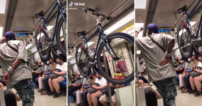 Bawa Sepeda Besar, Penumpang MRT Singapura Viral di TikTok