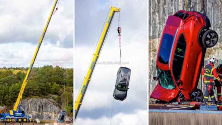 Demi Menjamin Keselamatan, Volvo Rela Jatuhkan Sepuluh Tipe Mobil dari Ketinggian 30 Meter