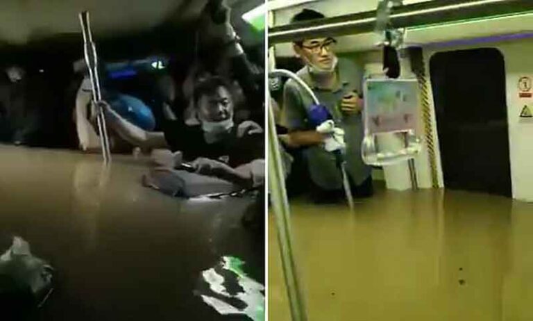 Mengerikan! Kereta Bawah Tanah di Cina Kebanjiran, 12 Orang Tewas
