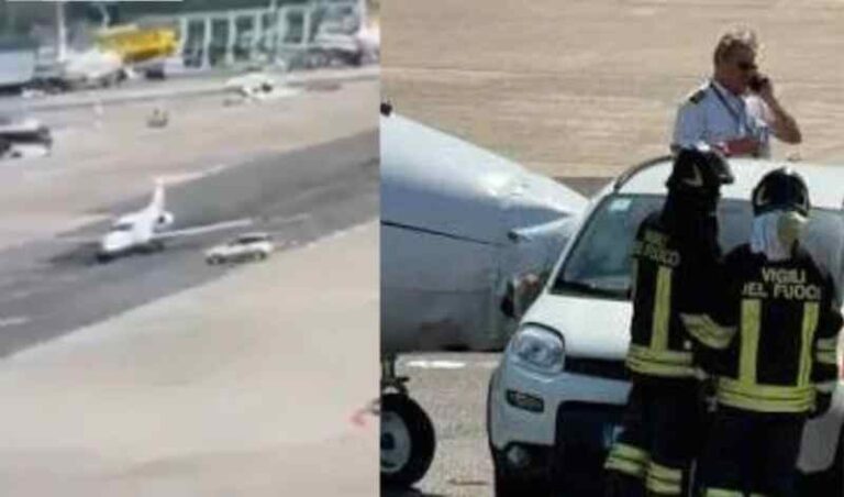 Fiat Panda Tabrak Jet Pribadi di Bandara Linate Milan, Operasi Penerbangan Sempat Terhenti